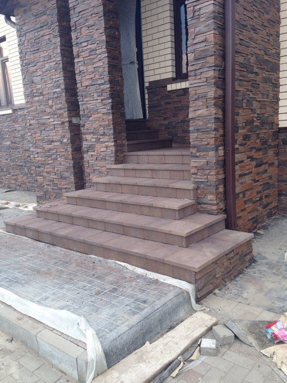 Монтаж клинкерных ступеней и плитки