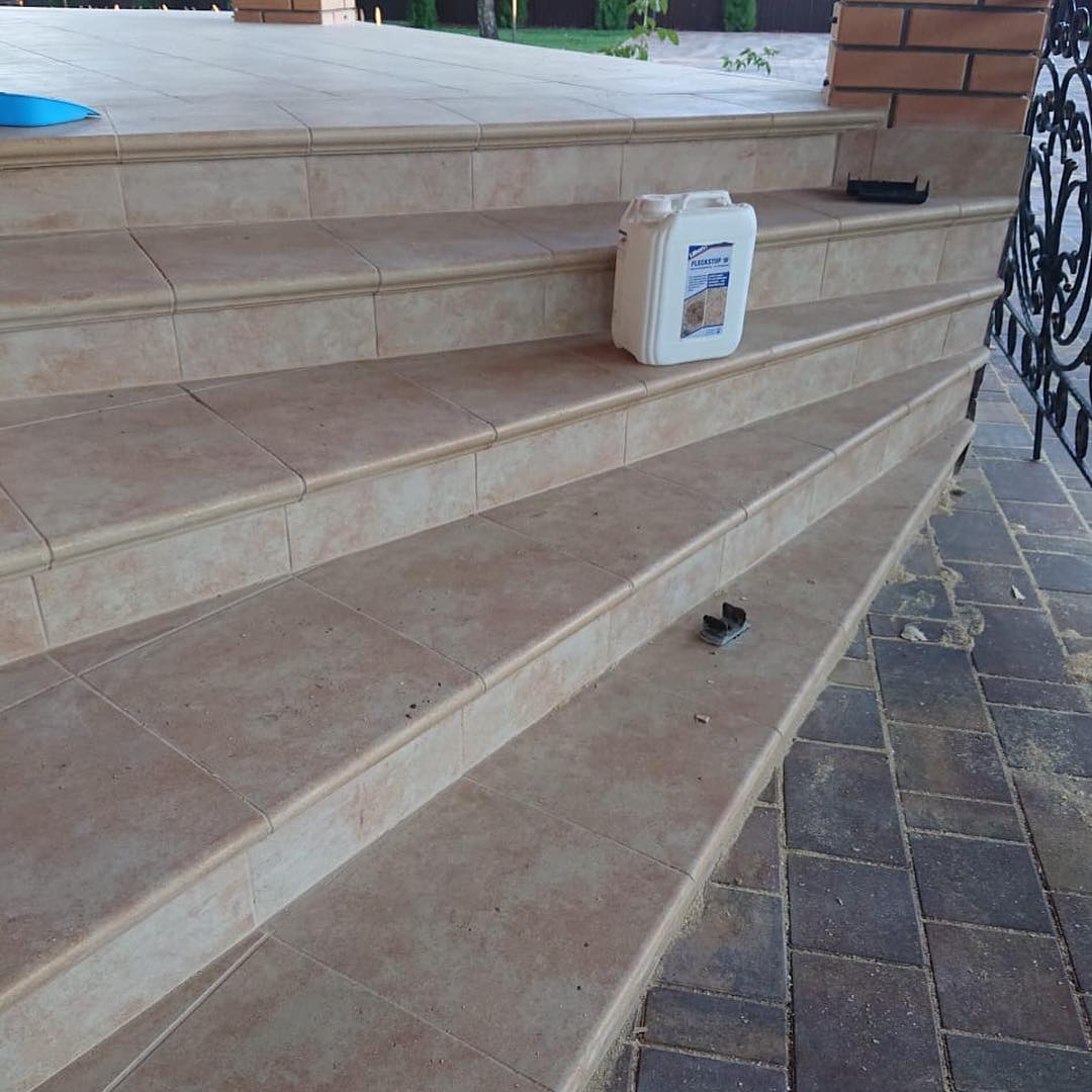 Монтаж клинкерных ступеней и плитки