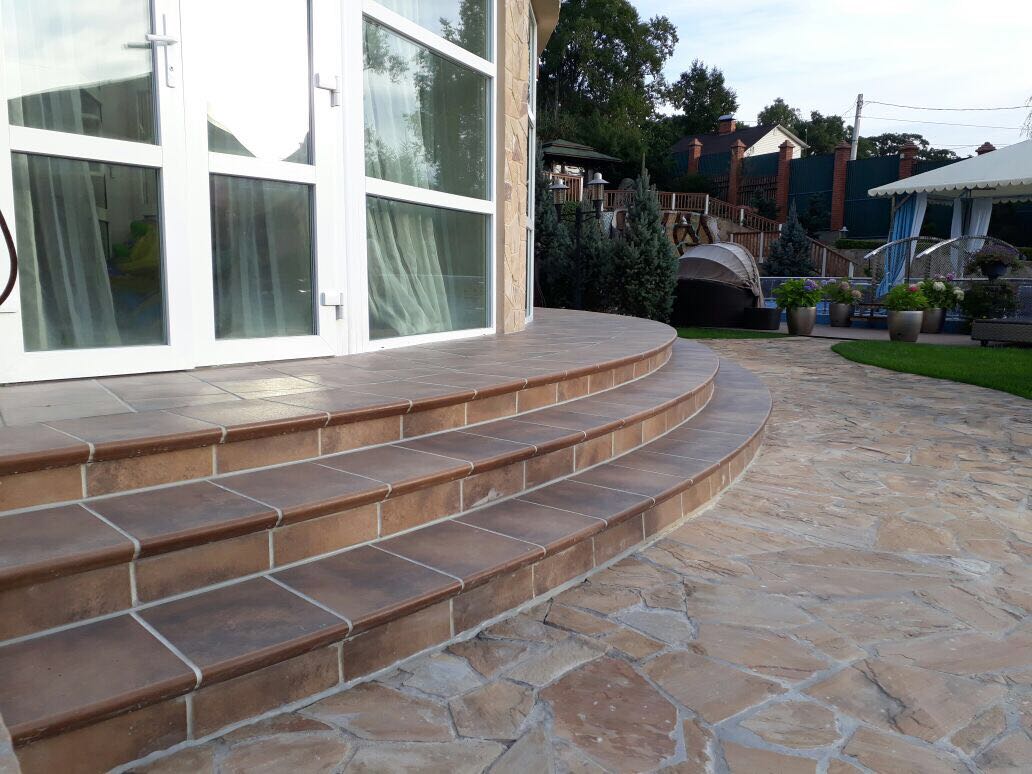 Монтаж клинкерных ступеней и плитки