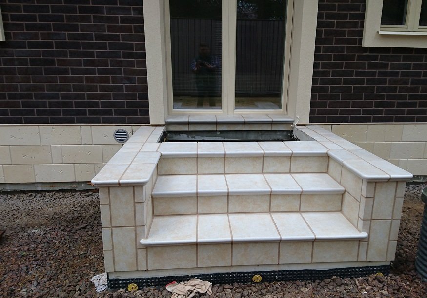 Монтаж клинкерных ступеней и плитки