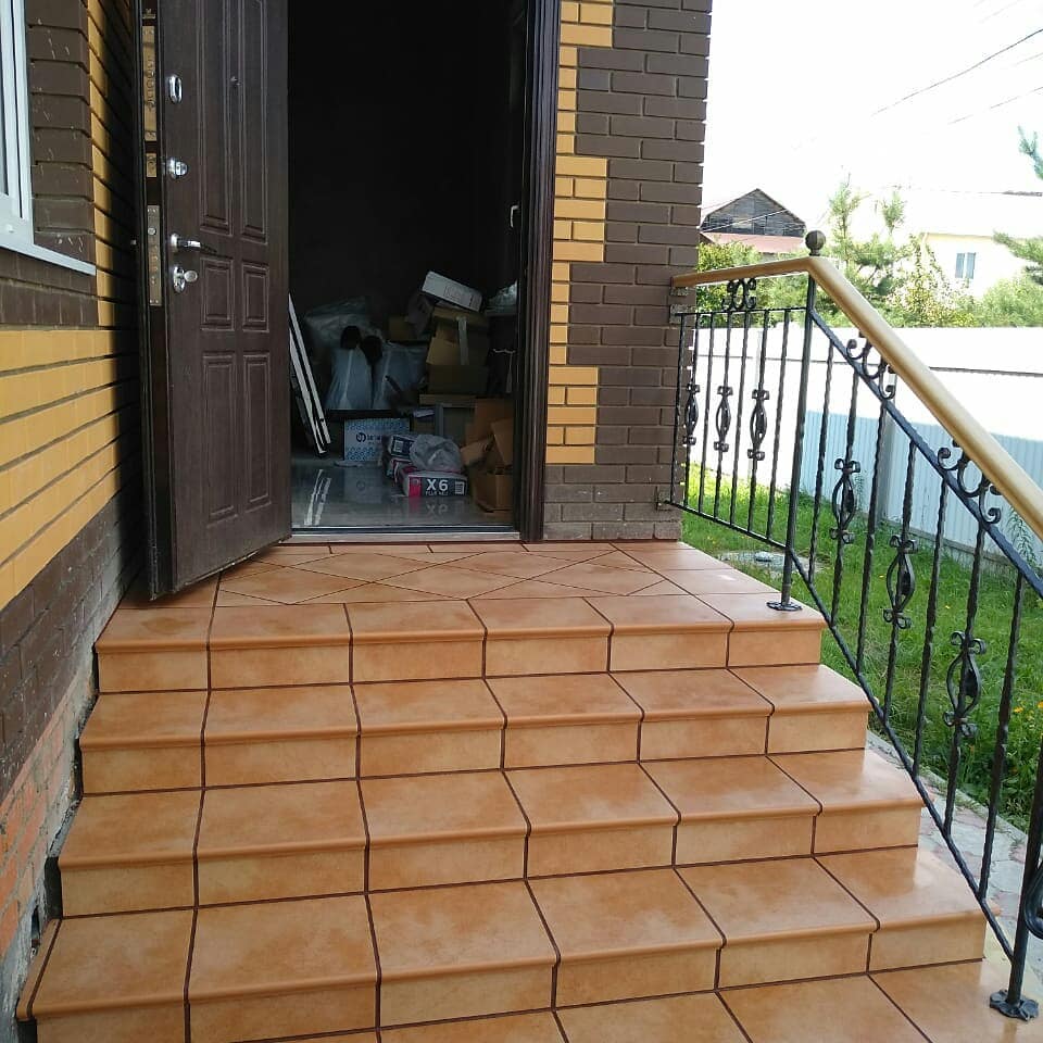Монтаж клинкерных ступеней и плитки