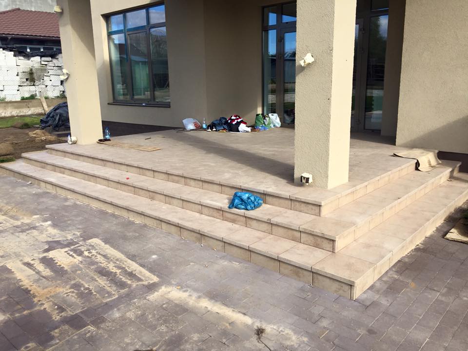 Монтаж клинкерных ступеней и плитки