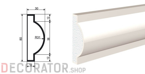 Молдинг LEPNINAPLAST МВ-80/1, 2000*80*30 мм в Курске