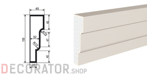Молдинг LEPNINAPLAST МВ-155/2, 2000*155*45 мм в Курске