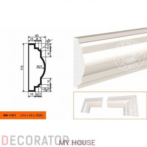 Молдинг LEPNINAPLAST МВ-115/1 2000*115*40 мм в Курске