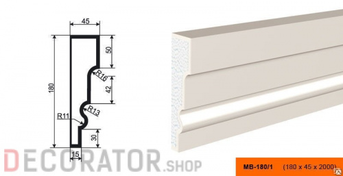 Молдинг LEPNINAPLAST МВ-180/1, 2000*180*45 мм в Курске