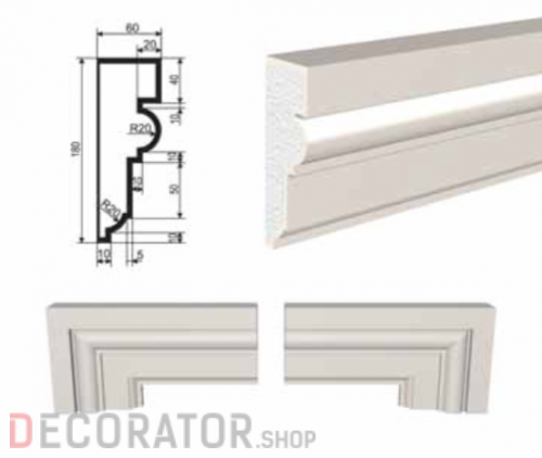 Молдинг LEPNINAPLAST МВ-180/4, 2000*180*60 мм в Курске