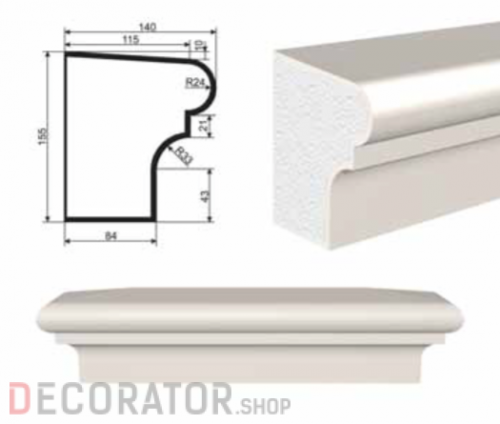 Подоконник фасадный LEPNINAPLAST ПВ-155/2, 2000*140*155 мм в Курске