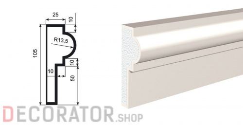 Молдинг LEPNINAPLAST МВ-105/3, 2000*105*25 мм в Курске