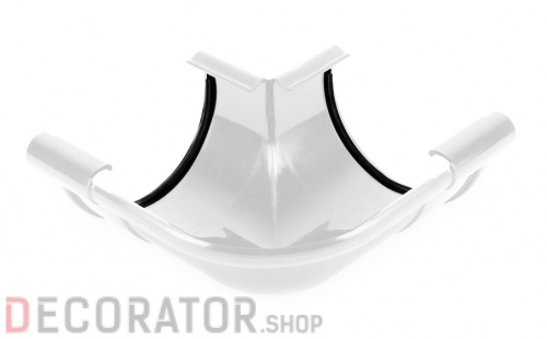 Угол желоба наружный GALECO ПВХ полукруглый  белый RAL 9010  90 градусов  D 124 мм в Курске