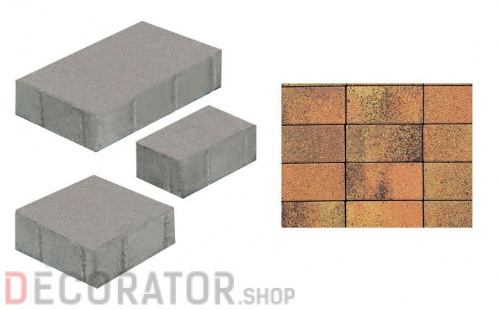 Плитка тротуарная ВЫБОР Старый город 1Ф.8, 260*160/160*160/160*100 мм, Листопад Саванна коричнево-оранжево-желтый гранит в Курске