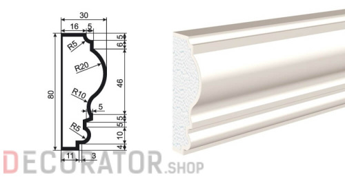 Молдинг LEPNINAPLAST МВ-80/4, 2000*80*30 мм в Курске