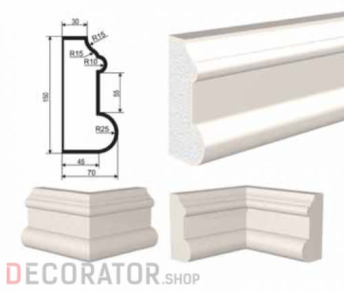 Молдинг цокольный LEPNINAPLAST ЦВ-150/3, 2000*150*70 мм в Курске