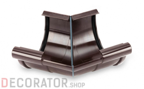 Угол желоба наружный GALECO ПВХ полукруглый  темно-коричневый RAL 8019  90 градусов  D 124 мм в Курске