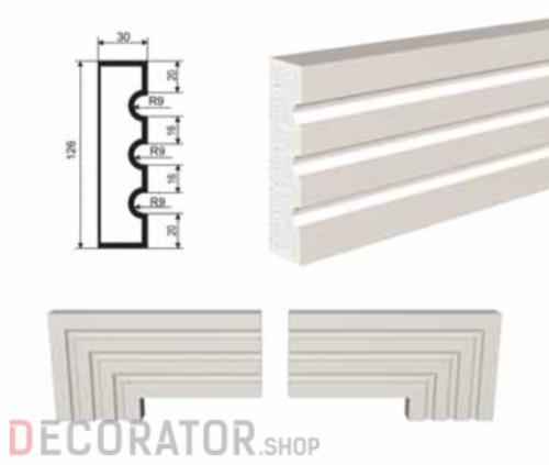 Молдинг LEPNINAPLAST МВ-126/1, 2000*126*30 мм в Курске