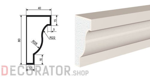Молдинг LEPNINAPLAST МВ-80/2, 2000*80*40 мм в Курске