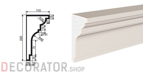 Карниз фасадный LEPNINAPLAST КВ-220/3, 2000*110*220 мм в Курске