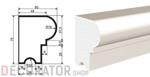 Молдинг LEPNINAPLAST МВ-75/1, 2000*75*60 мм в Курске