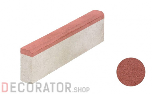 Тротуарный бордюр ВЫБОР БР 100.20.8, Стандарт гладкий с неполным прокрасом, красный, 1000*200*80 мм в Курске