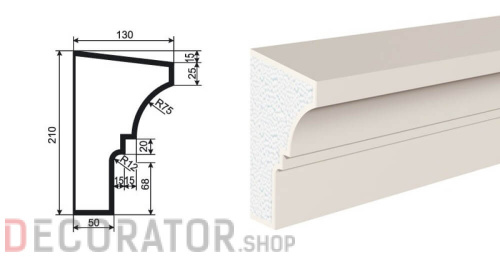 Карниз фасадный LEPNINAPLAST КВ-210/1, 2000*130*210 мм в Курске