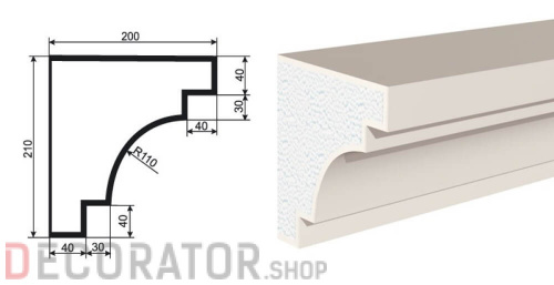 Карниз фасадный LEPNINAPLAST КВ-210/3, 2000*200*210 мм в Курске