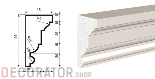 Молдинг LEPNINAPLAST МВ-95/1, 2000*95*50 мм в Курске