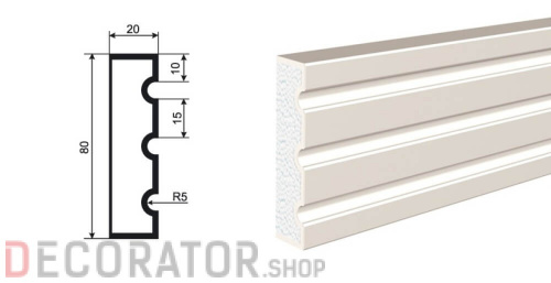 Молдинг LEPNINAPLAST МВ-80/3, 2000*80*20 мм в Курске