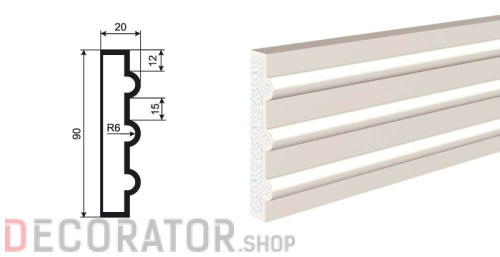 Молдинг LEPNINAPLAST МВ-90/1, 2000*90*20 мм в Курске
