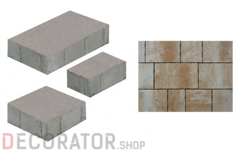 Плитка тротуарная ВЫБОР Старый город 1Ф.6, 260*160/160*160/160*100 мм, Искусственный камень, Степняк бело-песочный в Курске