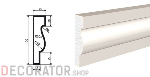 Молдинг LEPNINAPLAST МВ-100/1, 2000*100*25 мм в Курске