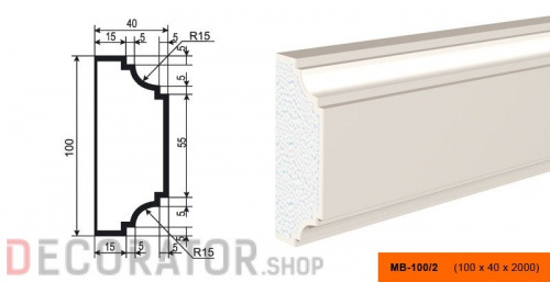 Молдинг LEPNINAPLAST МВ-100/2, 2000*100*40 мм в Курске