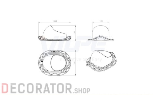Проходной элемент VILPE PIEMONTE черный, 477*294 мм в Курске